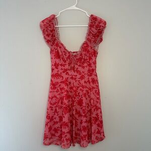 Urban Outfitters Pink Floral Mesh Mini Dress | Size S